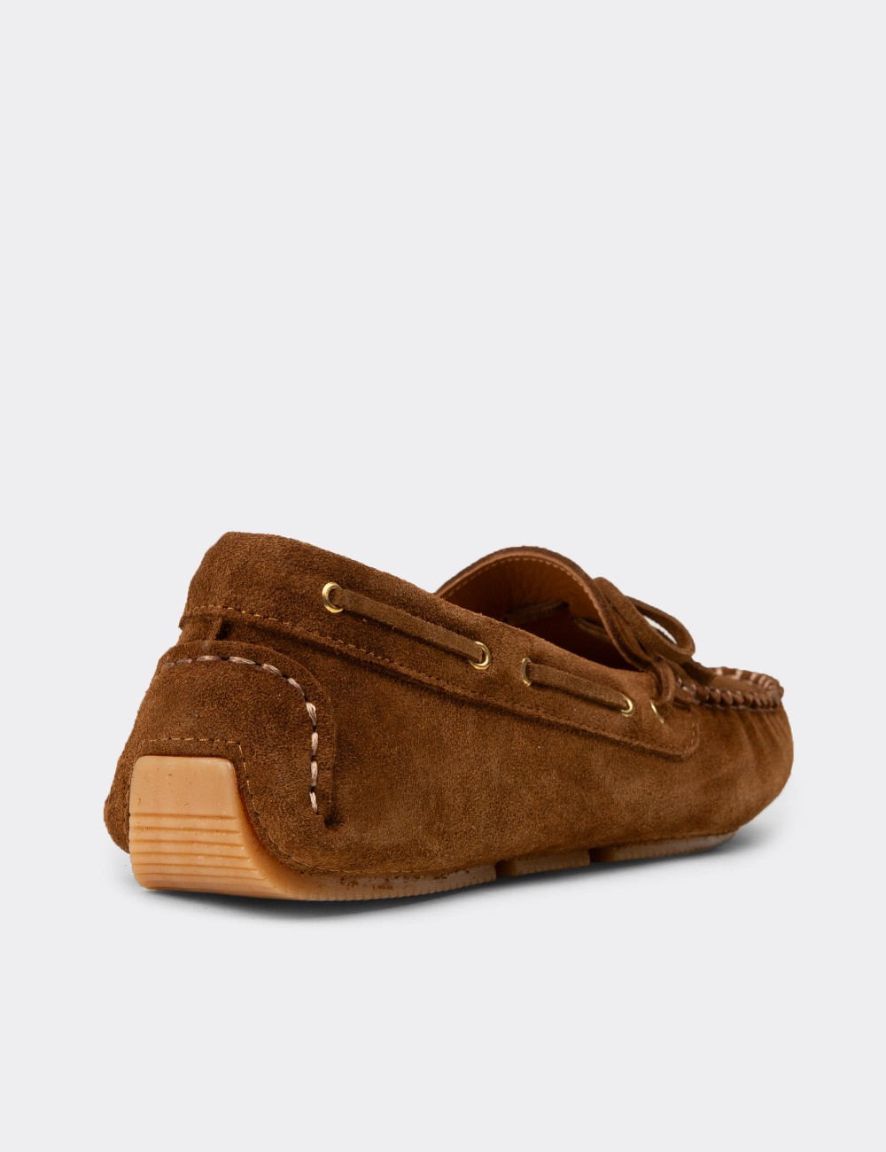 Women's Tan Suede Leather Slip-On Shoes - DL505ZTBAC01