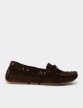 Women's Brown Suede Leather Slip-On Shoes