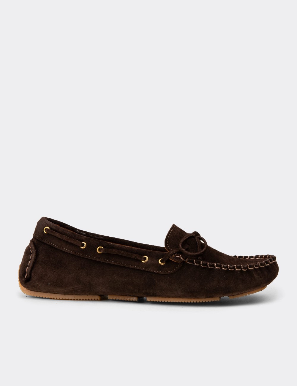 Women's Brown Suede Leather Slip-On Shoes - DL505ZKHVC01