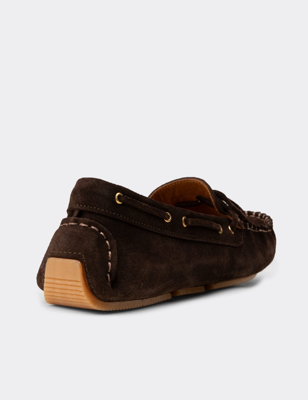 Women's Brown Suede Leather Slip-On Shoes - DL505ZKHVC01