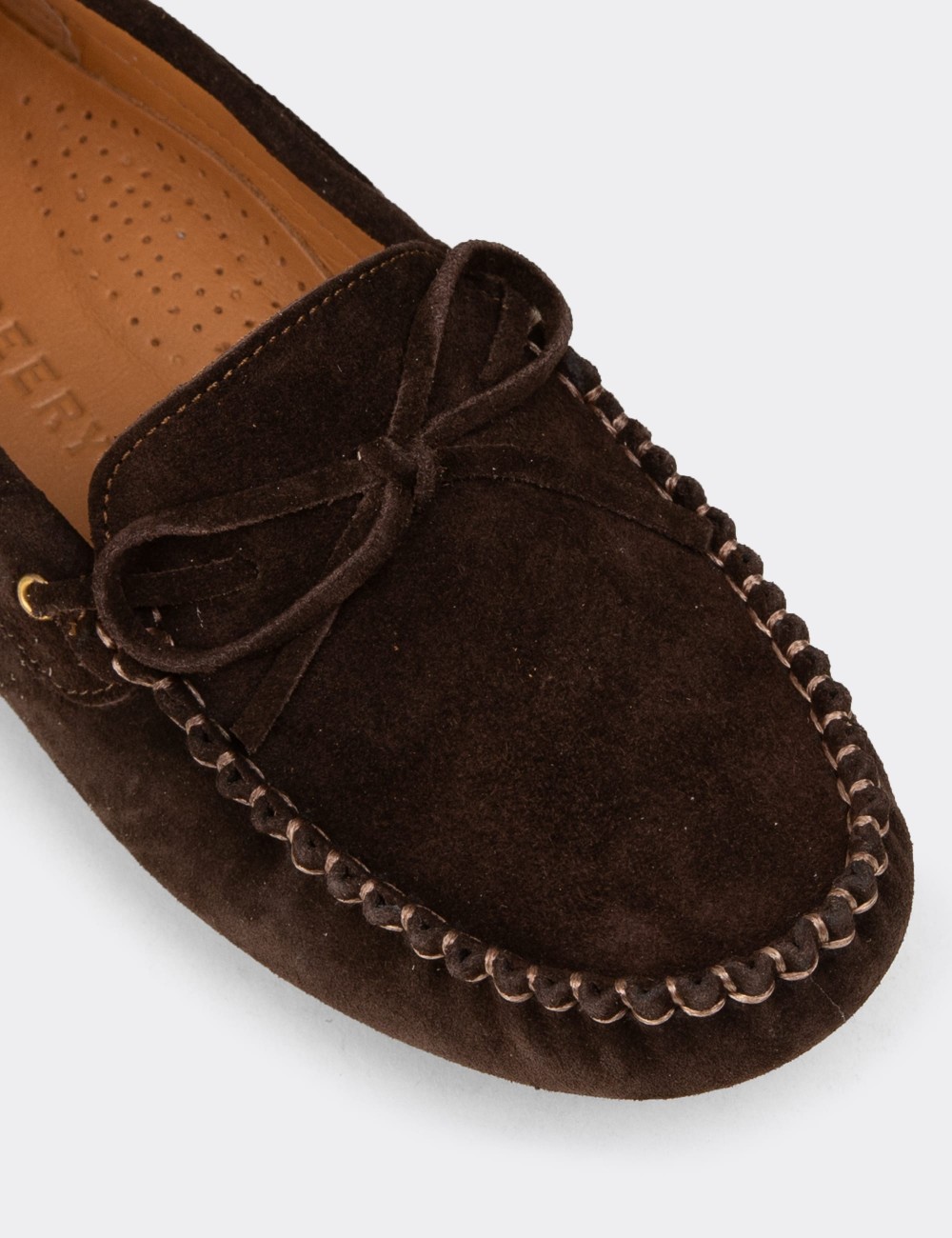 Women's Brown Suede Leather Slip-On Shoes - DL505ZKHVC01