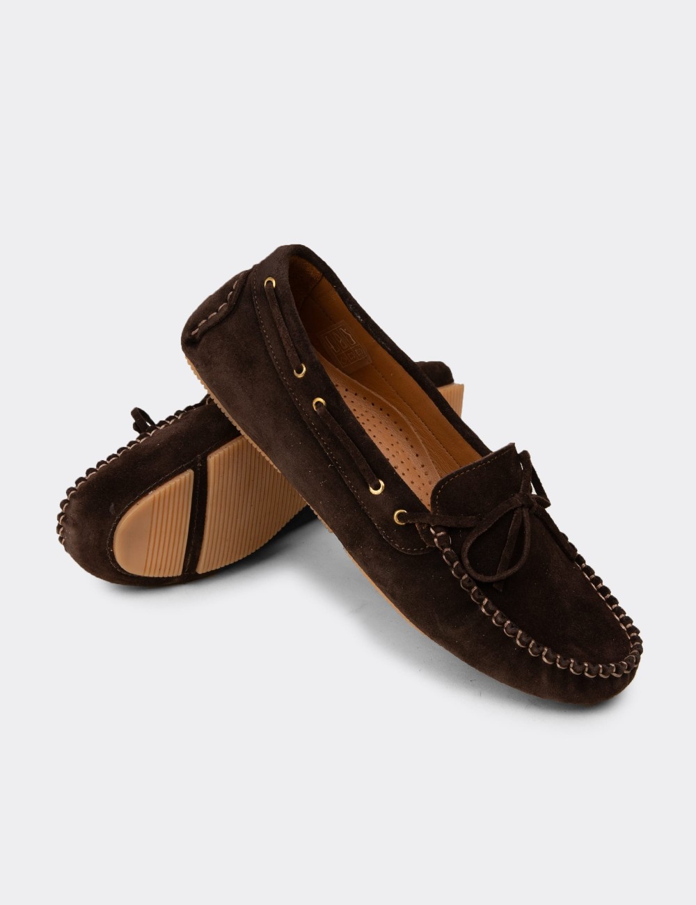 Women's Brown Suede Leather Slip-On Shoes - DL505ZKHVC01