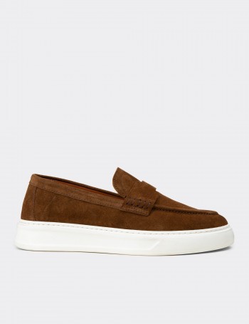 Men's Tan Suede Loafers