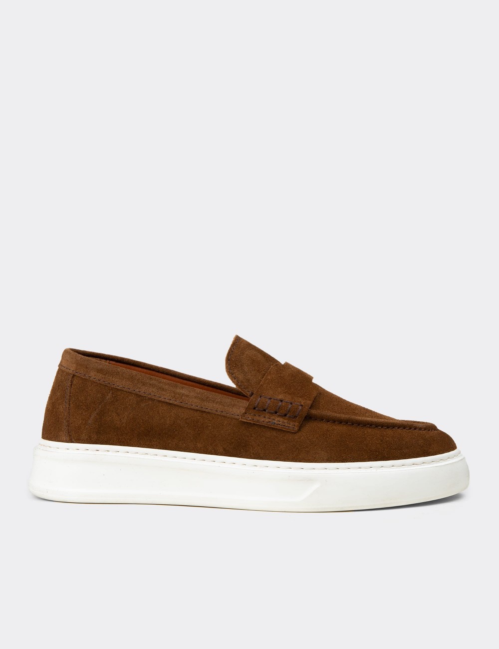 Men's Tan Suede Loafers - 02043MTBAP03