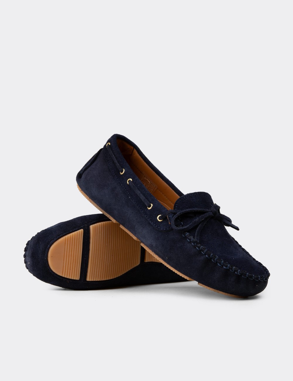 Women’s Navy Suede Leather Slip-On Shoes - DL505ZLCVC01