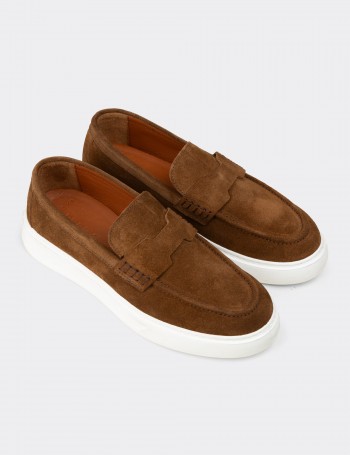 Men's Tan Suede Loafers