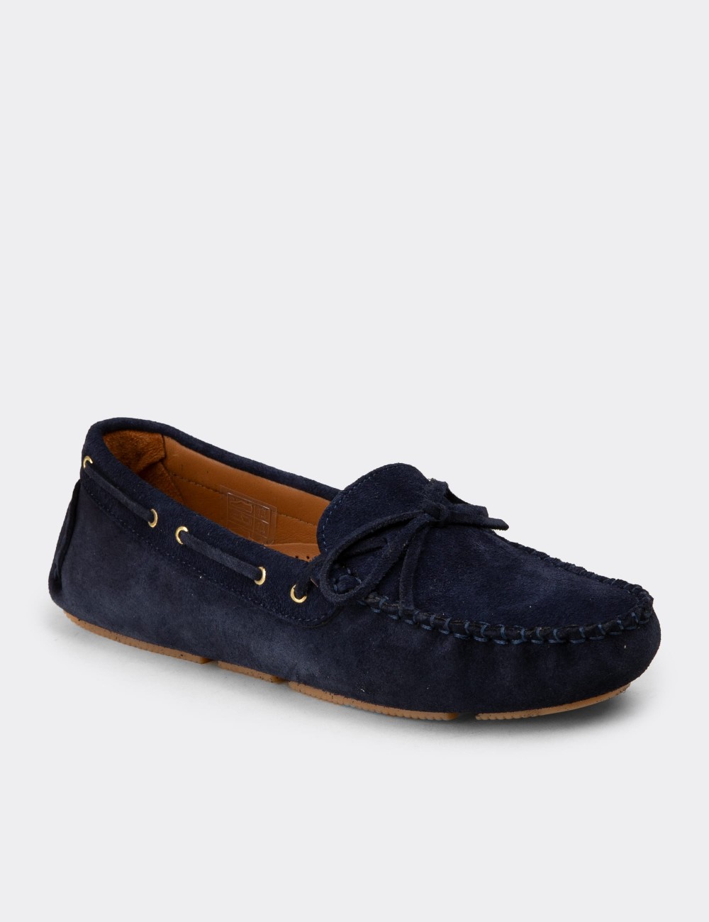 Women’s Navy Suede Leather Slip-On Shoes - DL505ZLCVC01