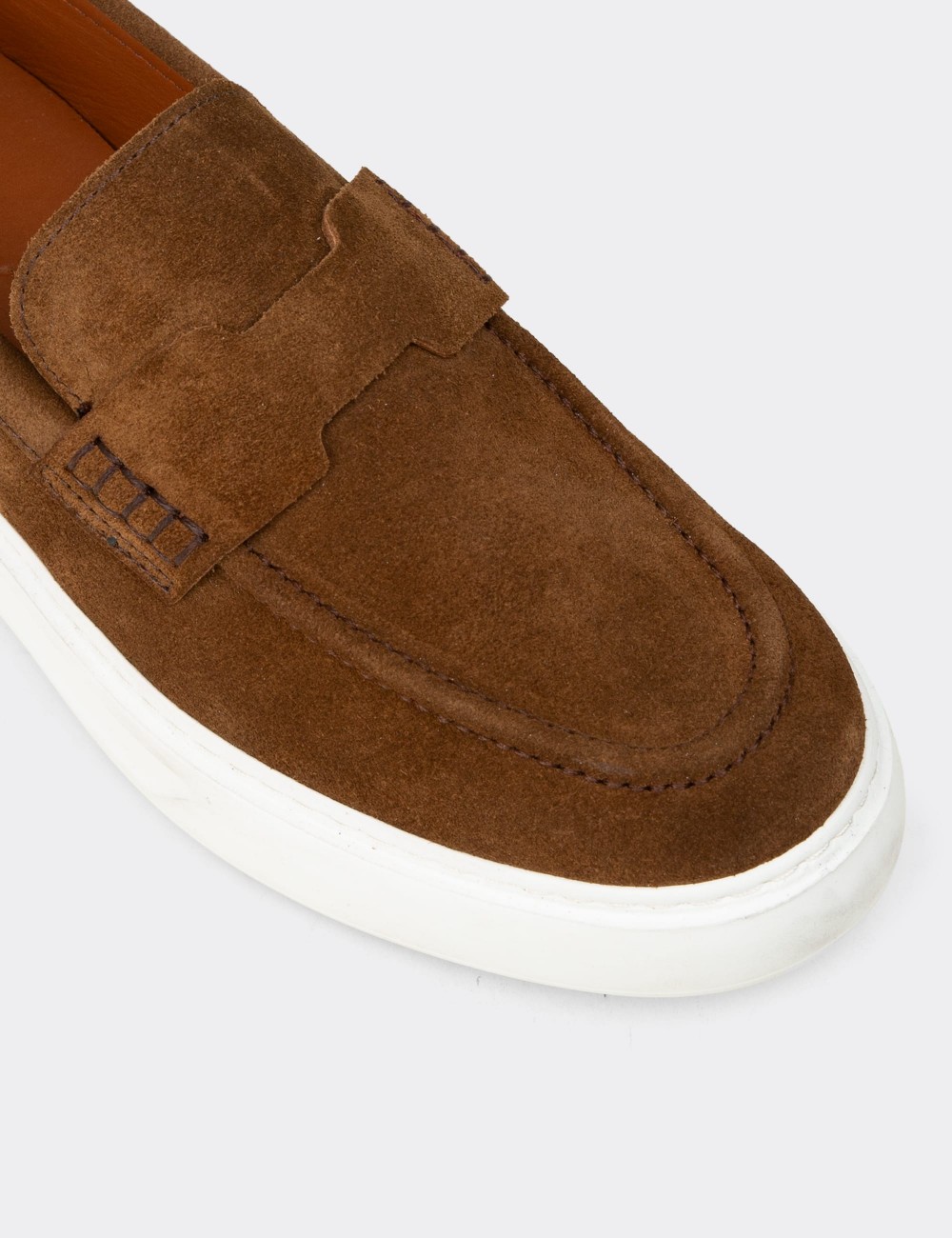 Men's Tan Suede Loafers - 02043MTBAP03