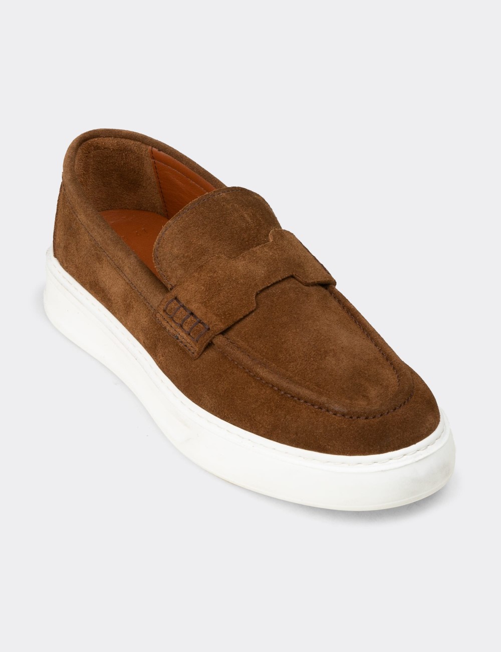 Men's Tan Suede Loafers - 02043MTBAP03