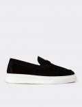 Men's Black Suede Leather Slip-Ons