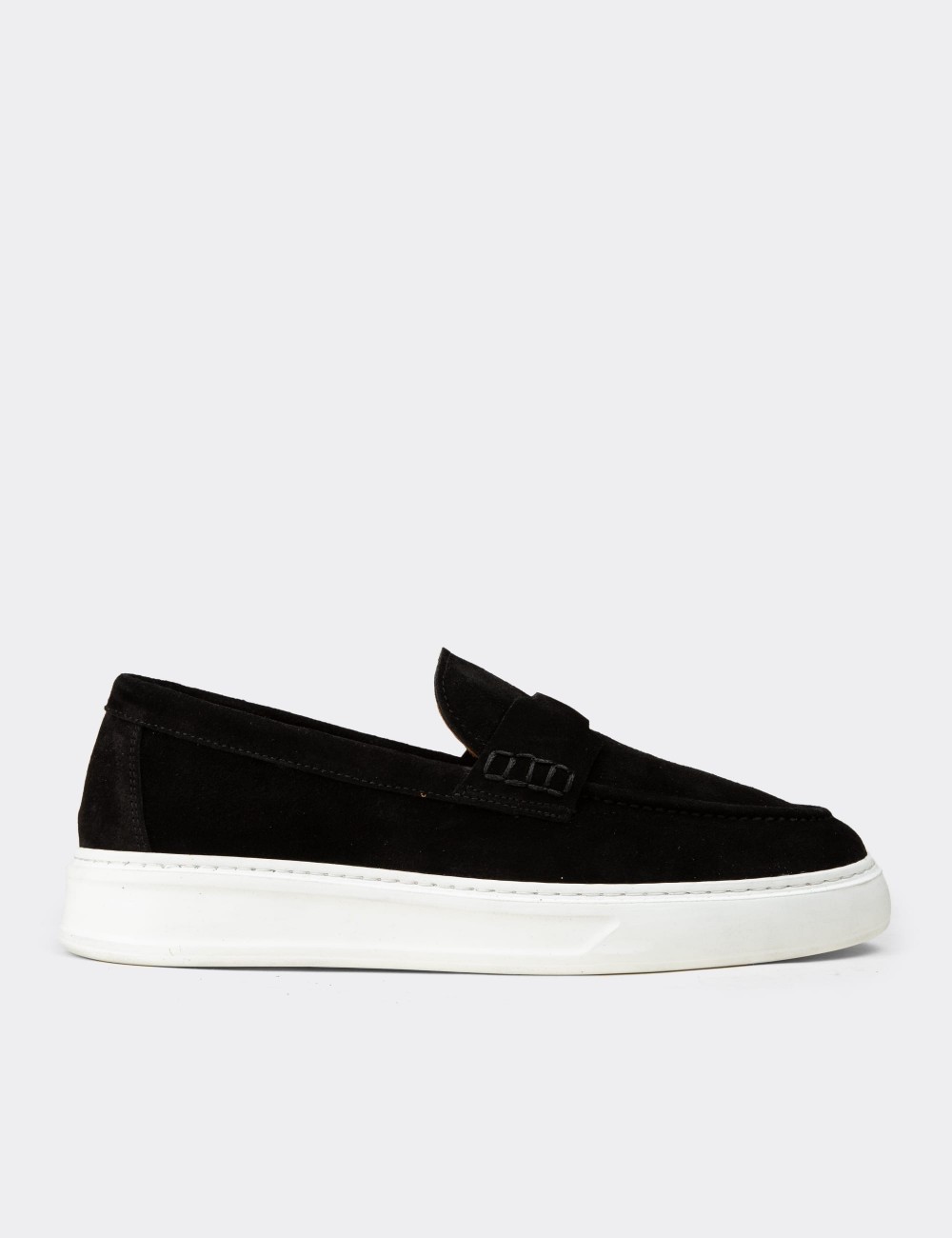 Men's Black Suede Leather Slip-Ons - 02043MSYHP02