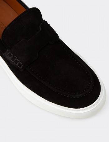 Men's Black Suede Leather Slip-Ons