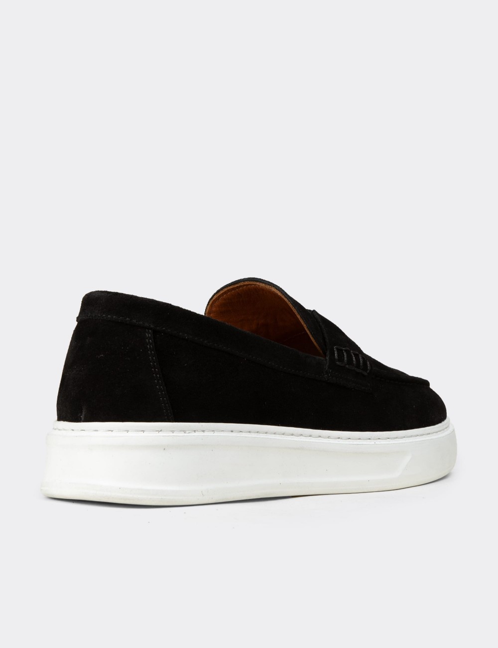 Men's Black Suede Leather Slip-Ons - 02043MSYHP02