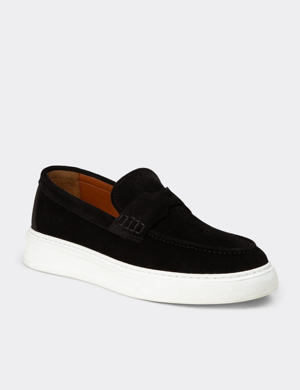 Men's Black Suede Leather Slip-Ons - 02043MSYHP02