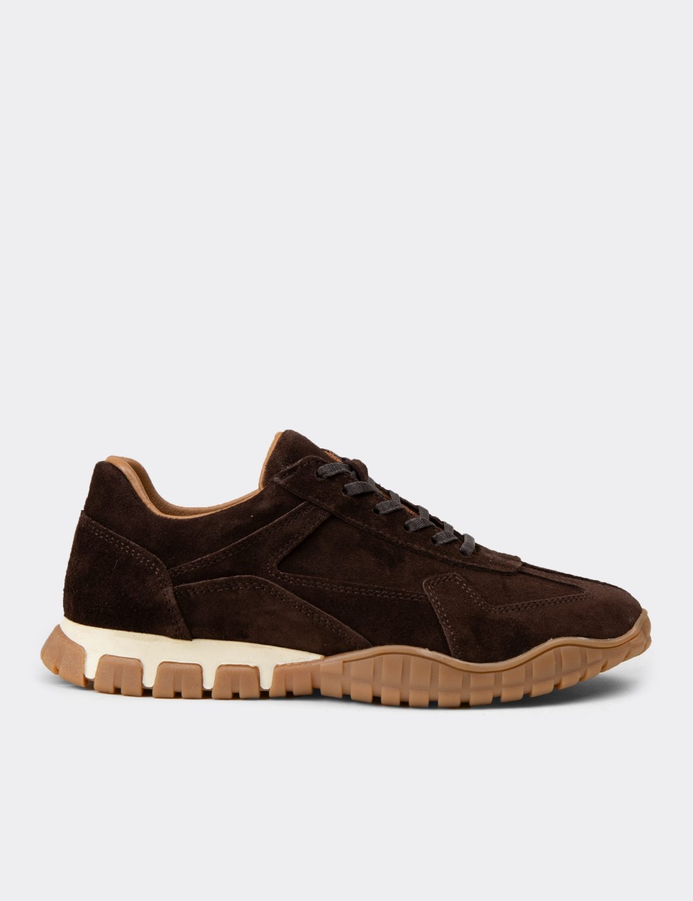 Women's Brown Suede Leather Sneakers - M5102ZKHVC01