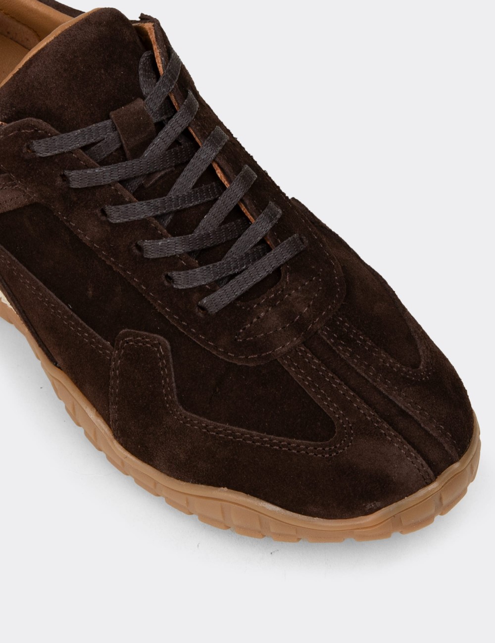Women's Brown Suede Leather Sneakers - M5102ZKHVC01