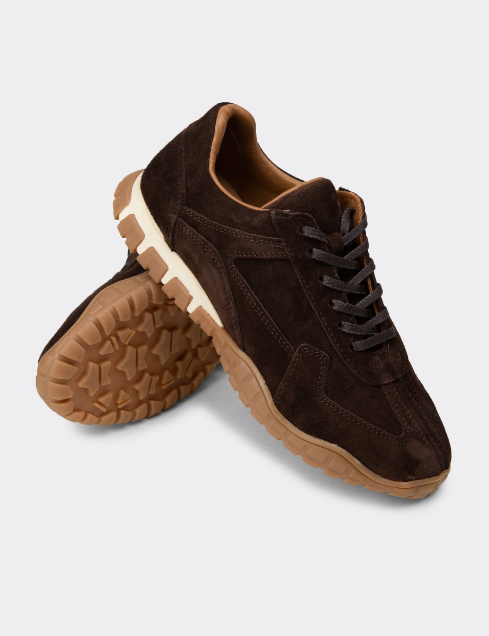 Women's Brown Suede Leather Sneakers - M5102ZKHVC01