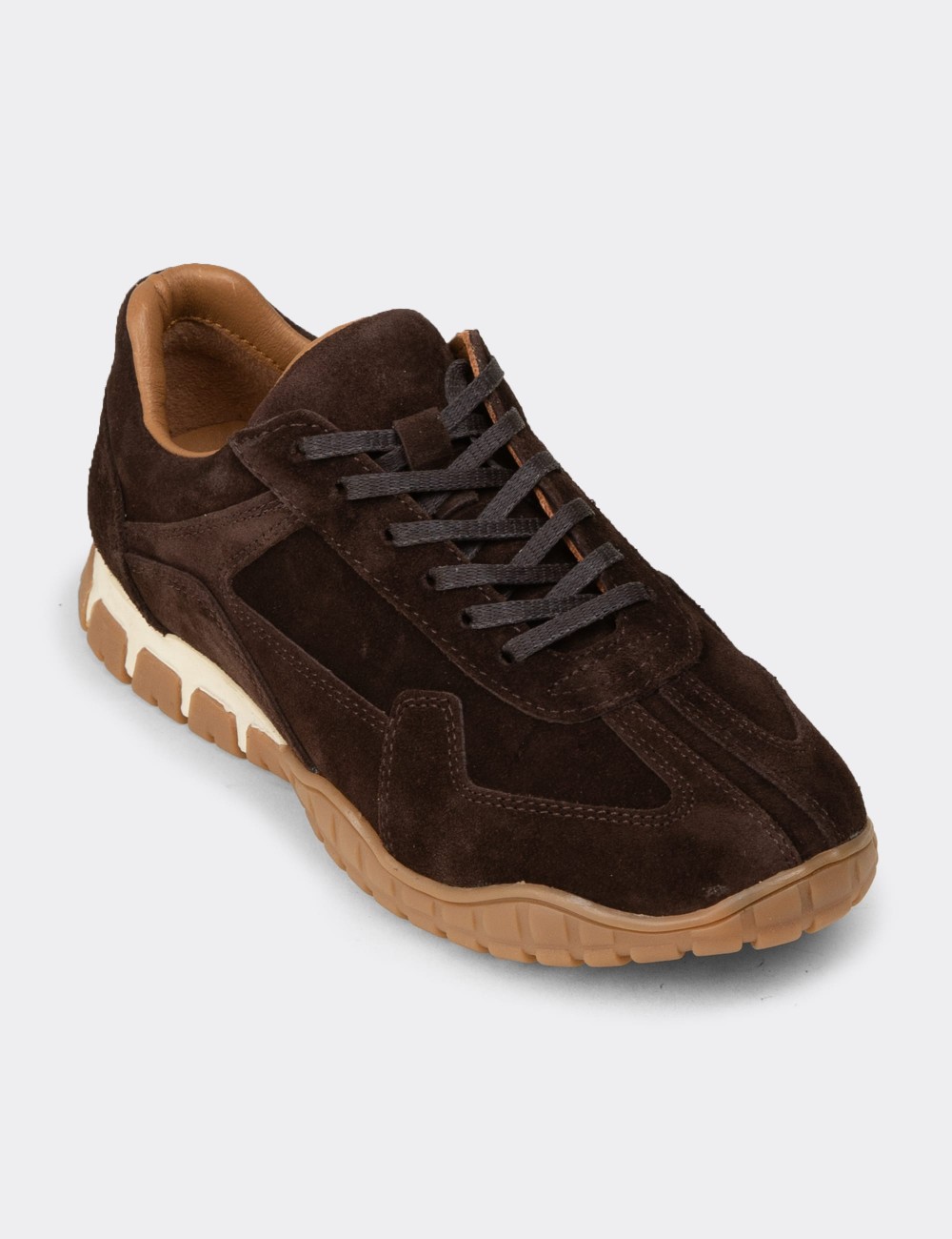 Women's Brown Suede Leather Sneakers - M5102ZKHVC01