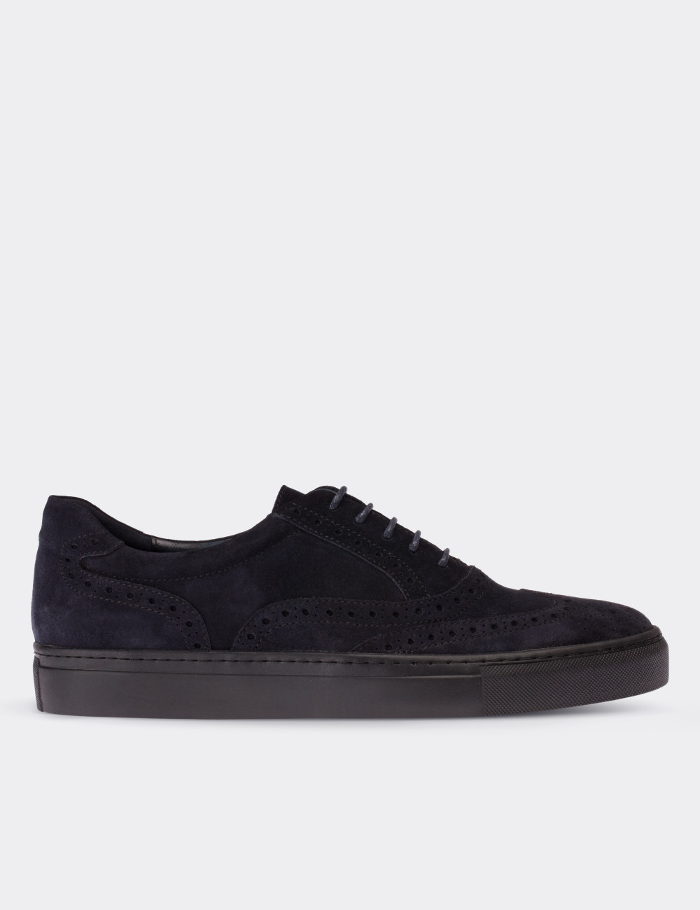 Navy Suede Leather  Sneakers - 01637MLCVC03