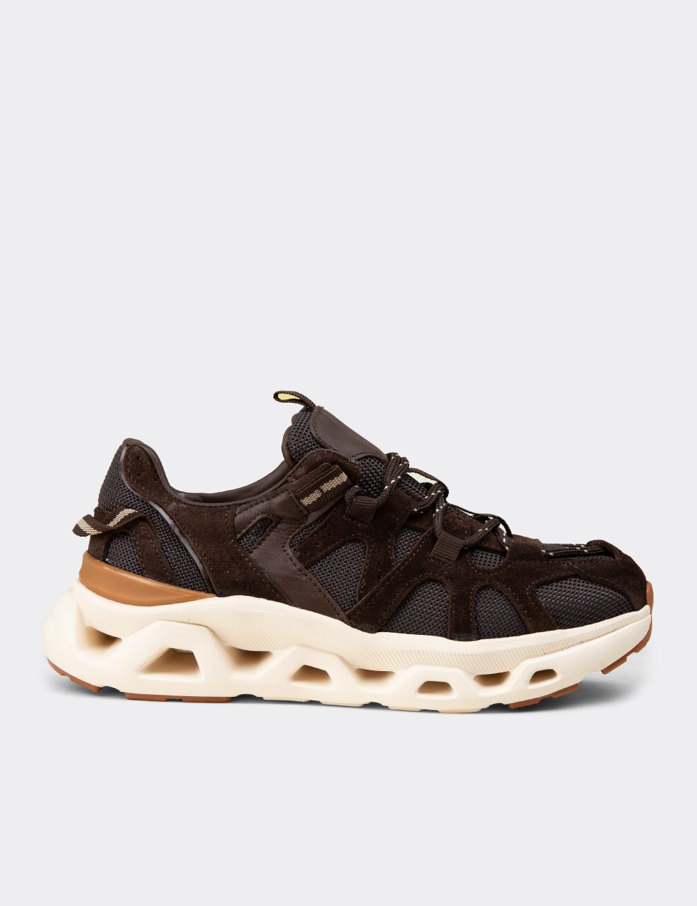 Women’s Brown Suede Leather Sneakers - M1128ZKHVC01