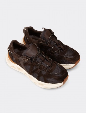 Women’s Brown Suede Leather Sneakers