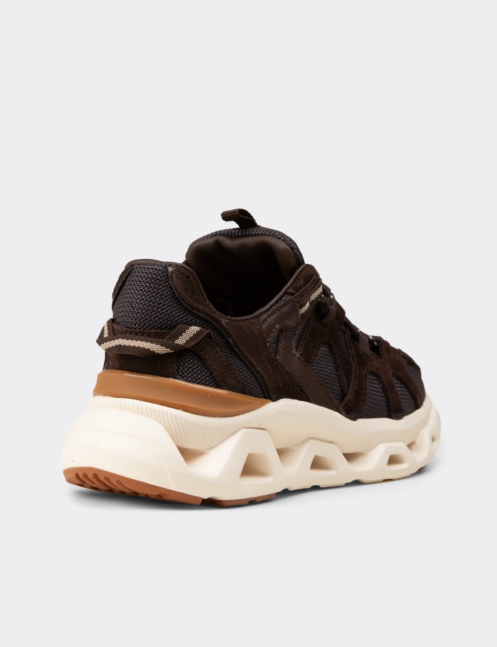 Women’s Brown Suede Leather Sneakers - M1128ZKHVC01