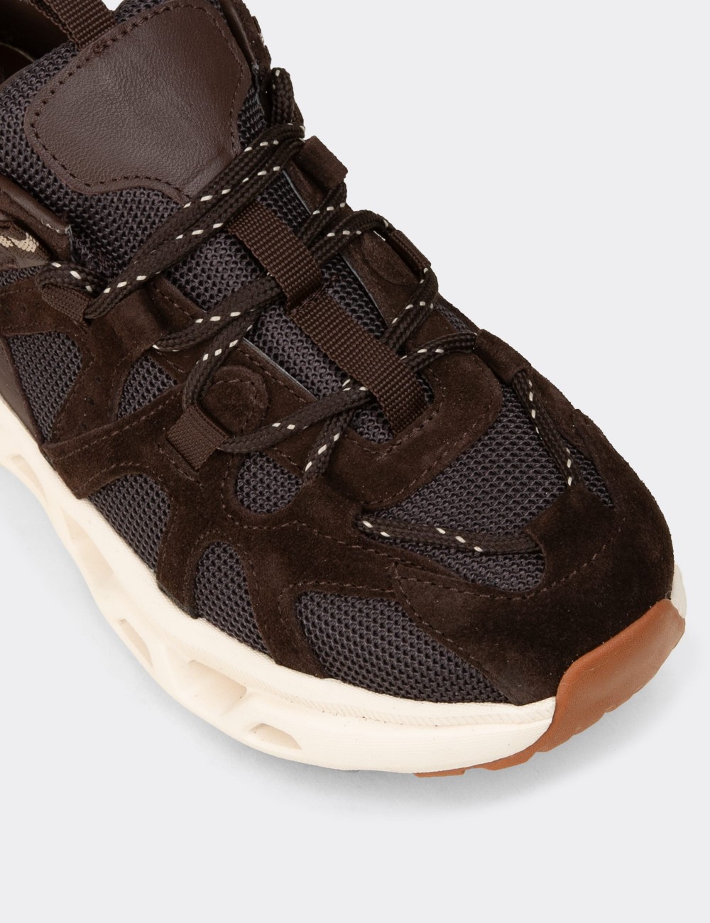 Women’s Brown Suede Leather Sneakers - M1128ZKHVC01