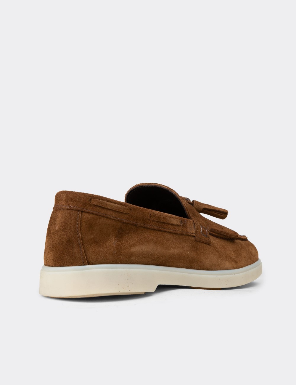 Men's Tan Suede Leather Tassel Loafers - 02030MTBAC01