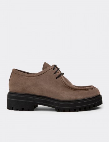 Women's Sandstone Suede Leather Lace-up Shoes