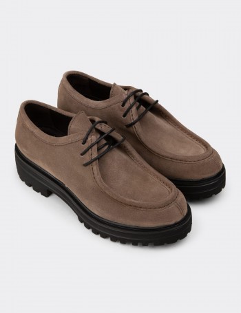 Women's Sandstone Suede Leather Lace-up Shoes