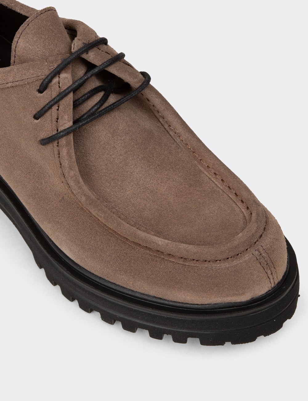 Women's Sandstone Suede Leather Lace-up Shoes - 02019ZVZNE01
