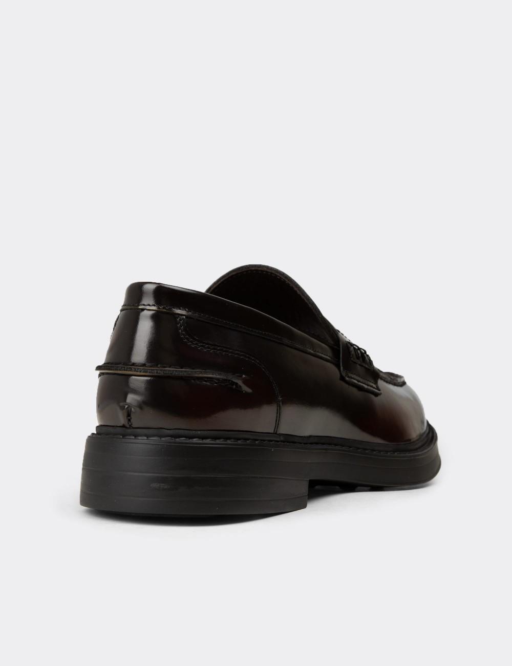 Men's Burgundy Leather Loafers - 02021MBRDC03