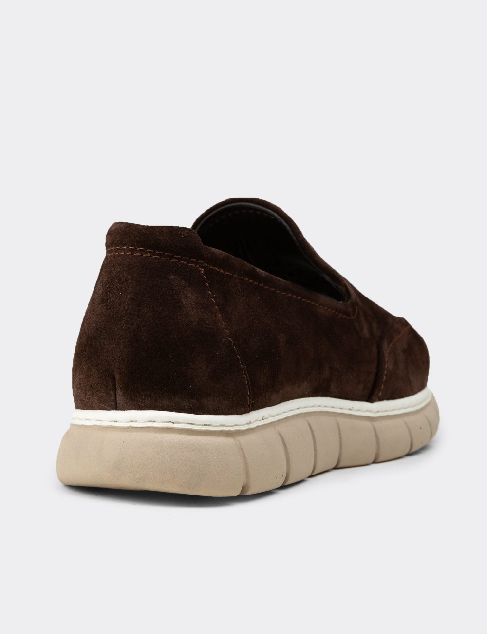 Men's Brown Suede Leather Loafers - 02044MKHVE01