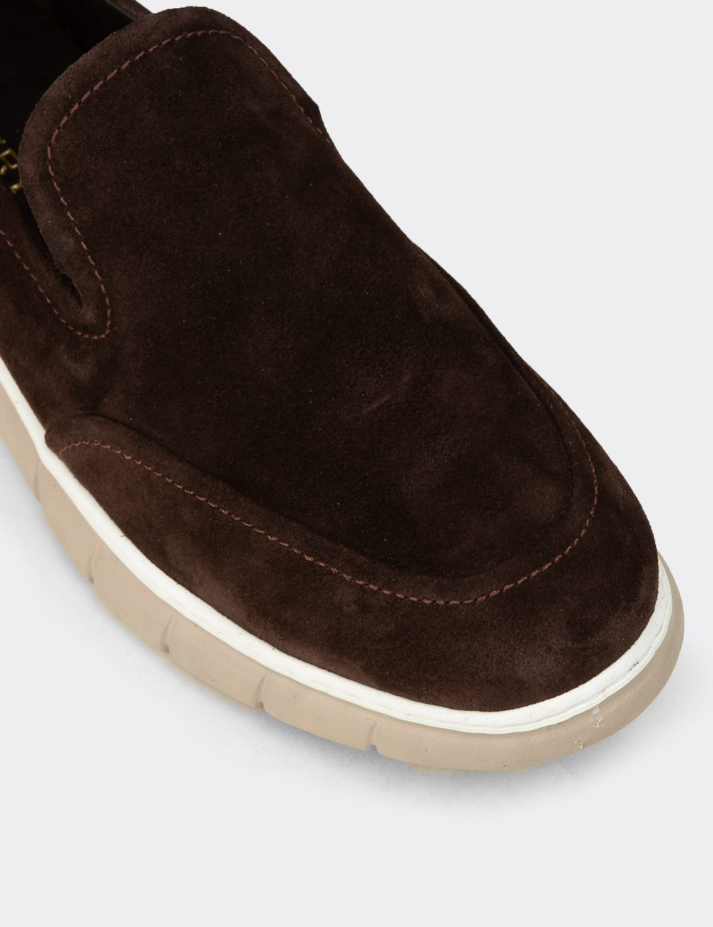 Men's Brown Suede Leather Loafers - 02044MKHVE01