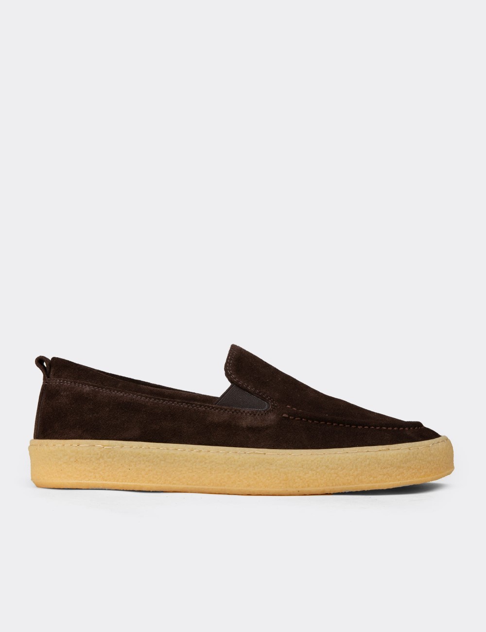 Men's Brown Suede Leather Loafers - 02047MKHVC01