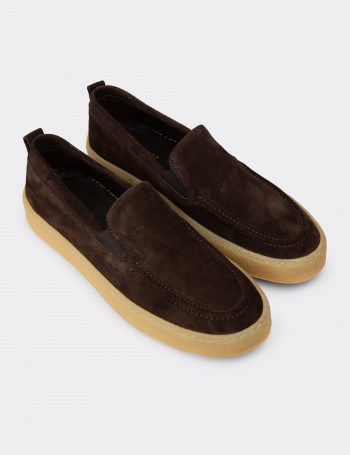 Men's Brown Suede Leather Loafers