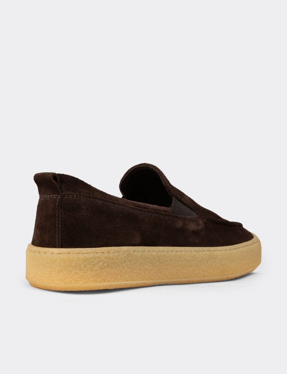 Men's Brown Suede Leather Loafers - 02047MKHVC01