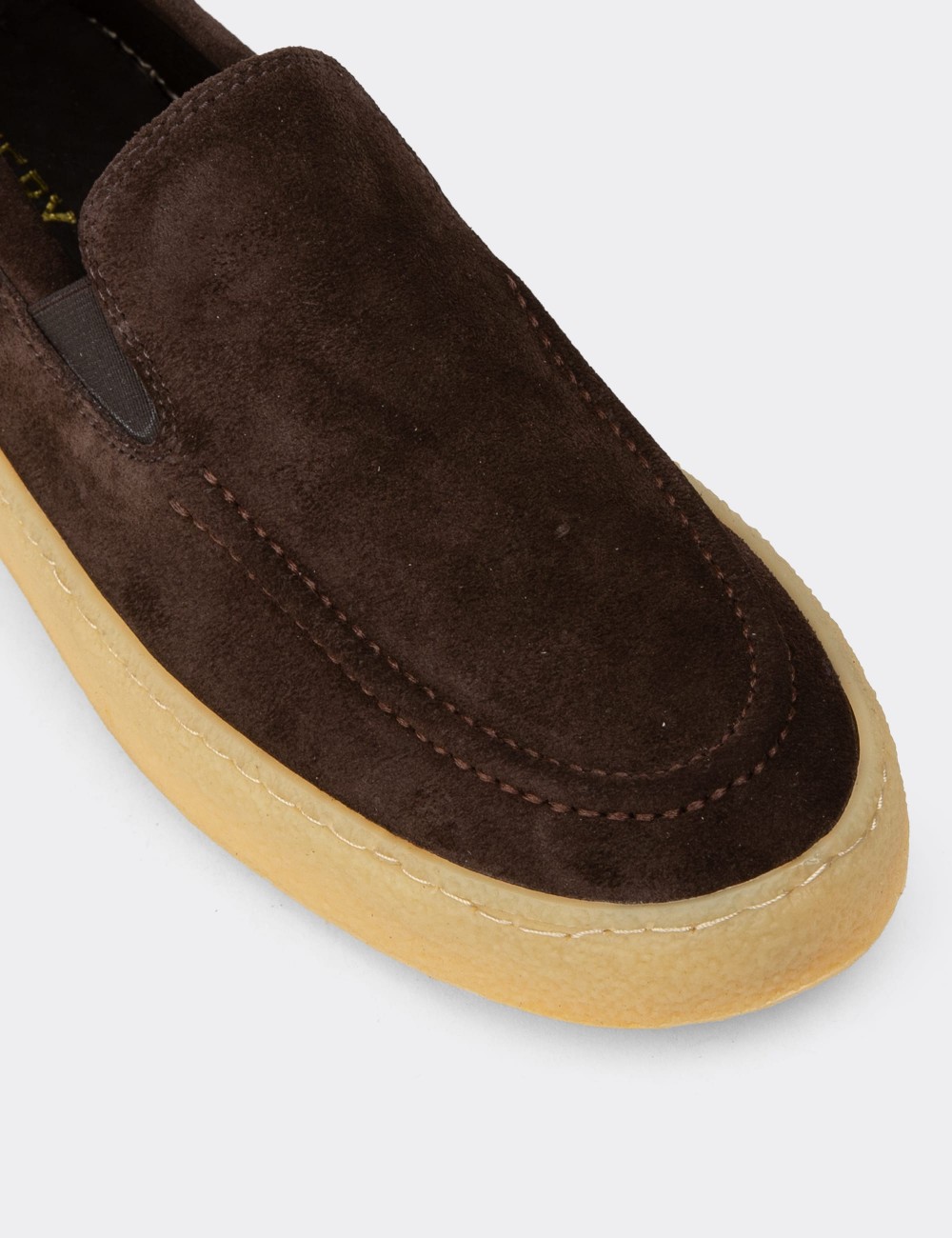 Men's Brown Suede Leather Loafers - 02047MKHVC01