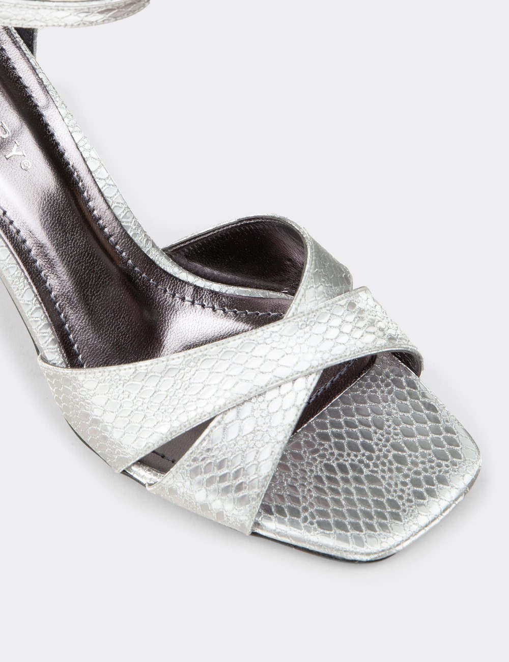 Women's Silver Evening Heeled Sandals - K0050ZGMSM01