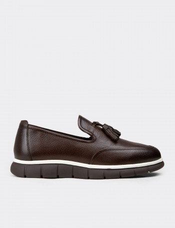Men's Brown Suede Leather Tassel Loafers