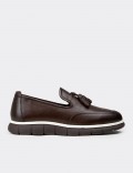 Men's Brown Suede Leather Tassel Loafers