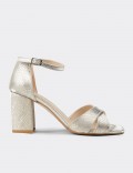 Women's Gold Evening Heeled Sandal