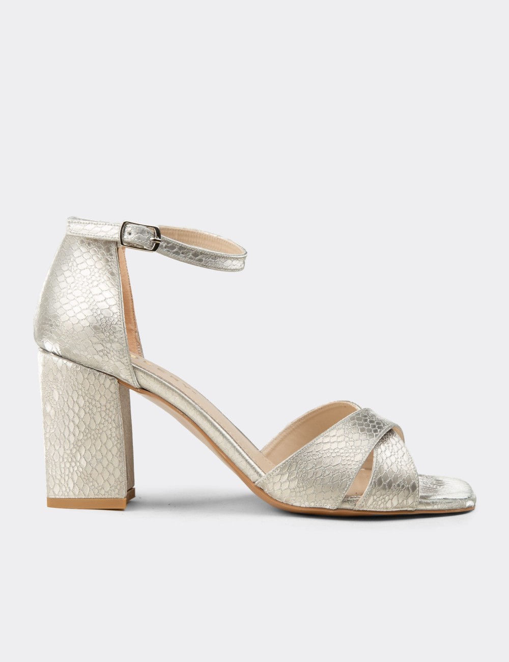 Women's Gold Evening Heeled Sandal - K0050ZALTM01