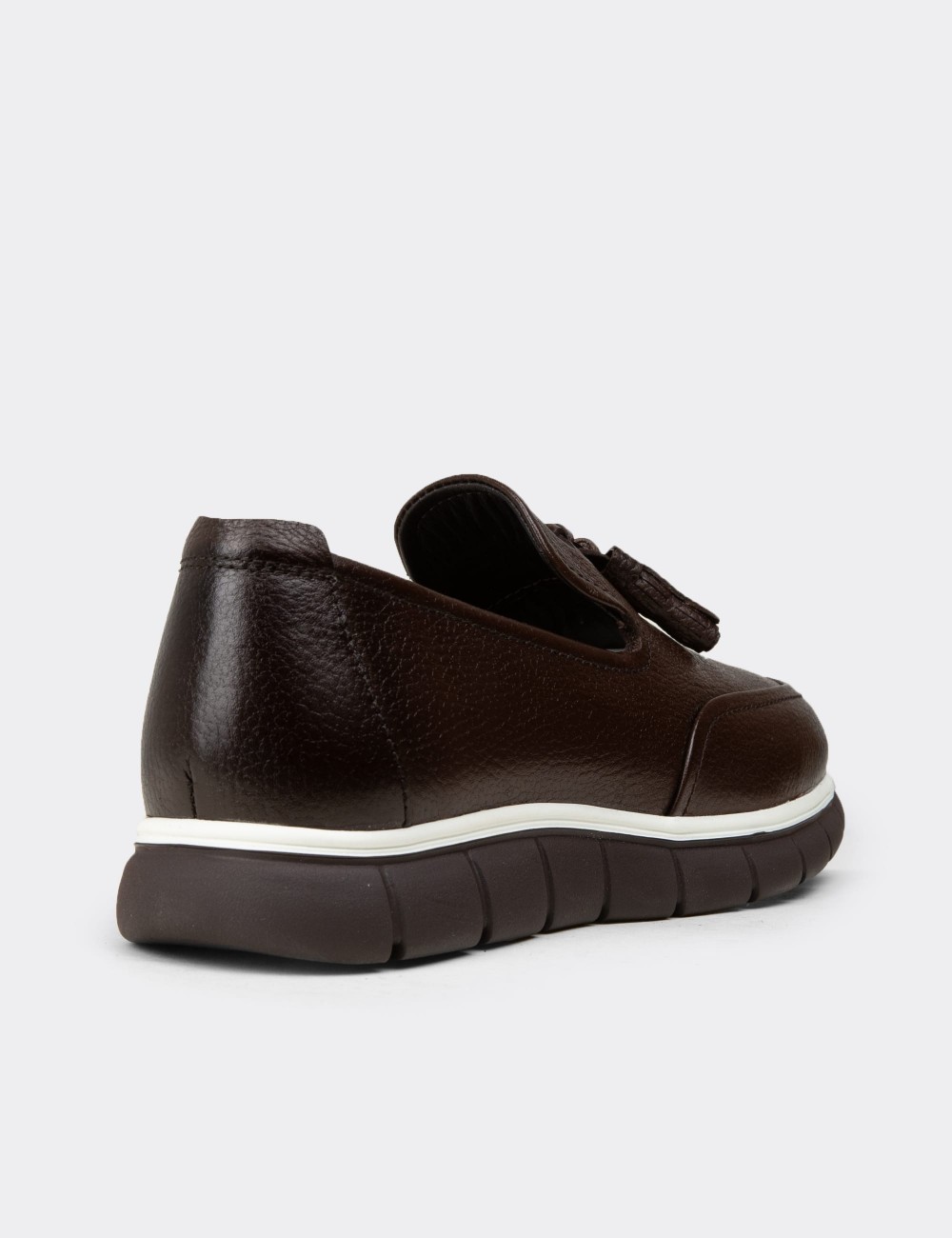 Men's Brown Suede Leather Tassel Loafers - 02048MKHVE01