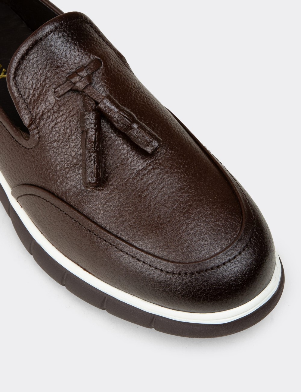 Men's Brown Suede Leather Tassel Loafers - 02048MKHVE01