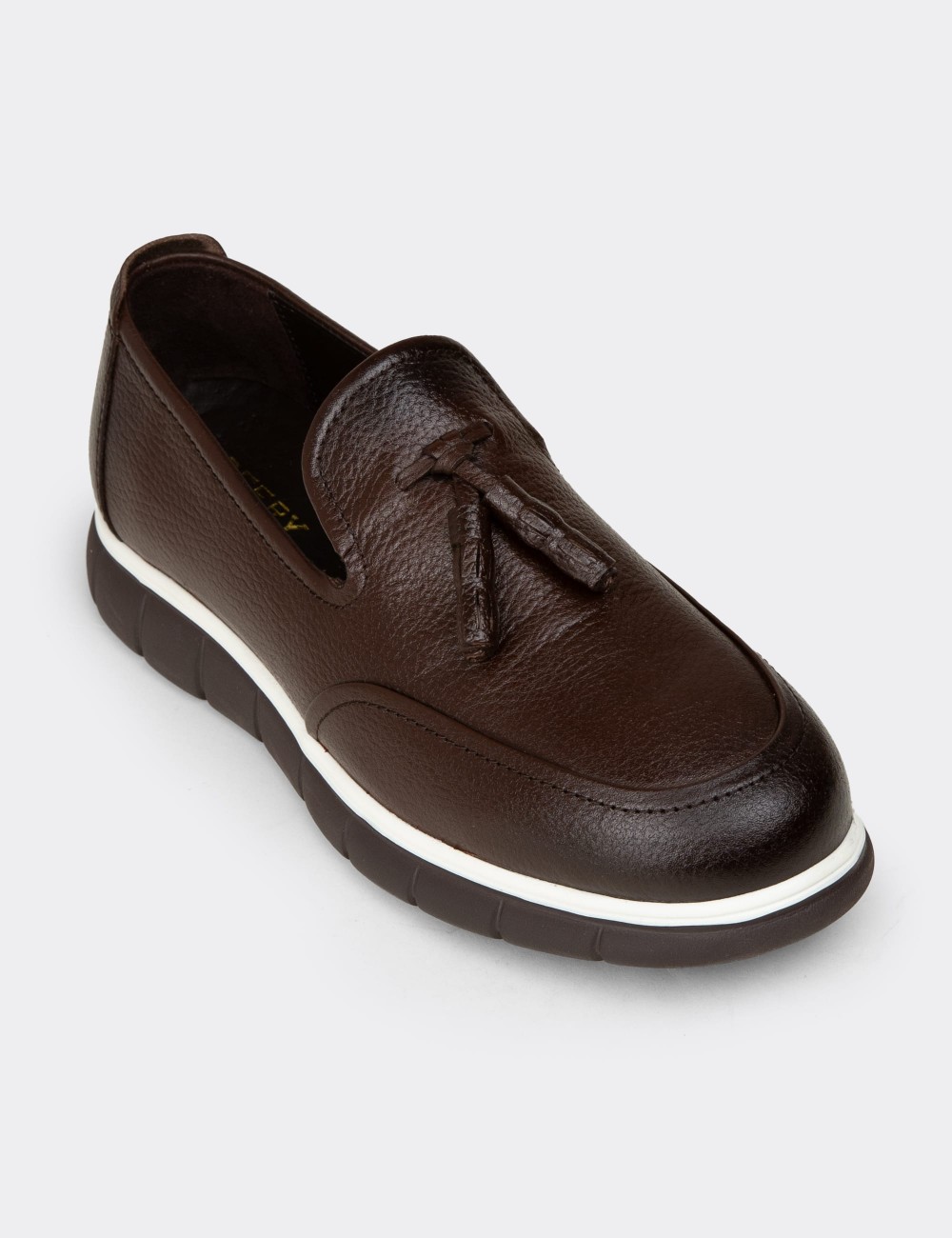 Men's Brown Suede Leather Tassel Loafers - 02048MKHVE01