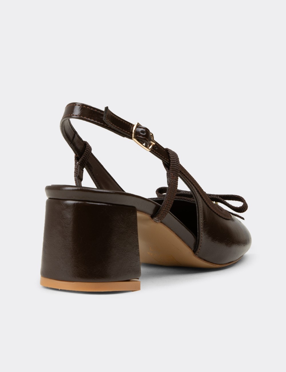 Women's Brown Block Heel Pump - RD160ZKHVM01