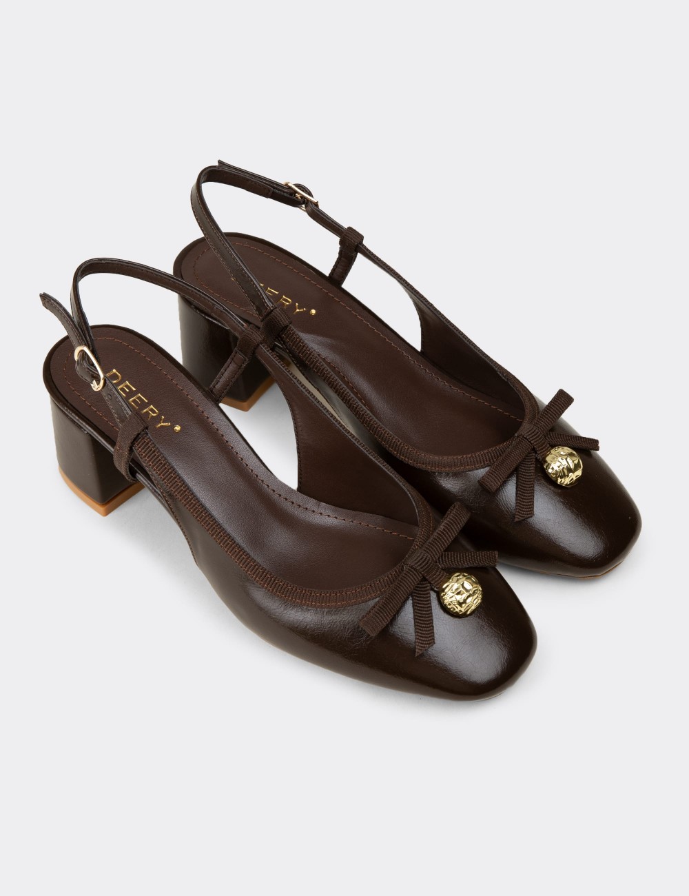 Women's Brown Block Heel Pump - RD160ZKHVM01