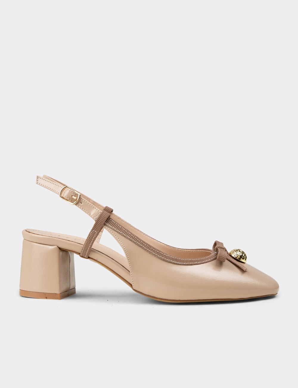 Women's Beige Block Heel Pump - RD160ZBEJM01