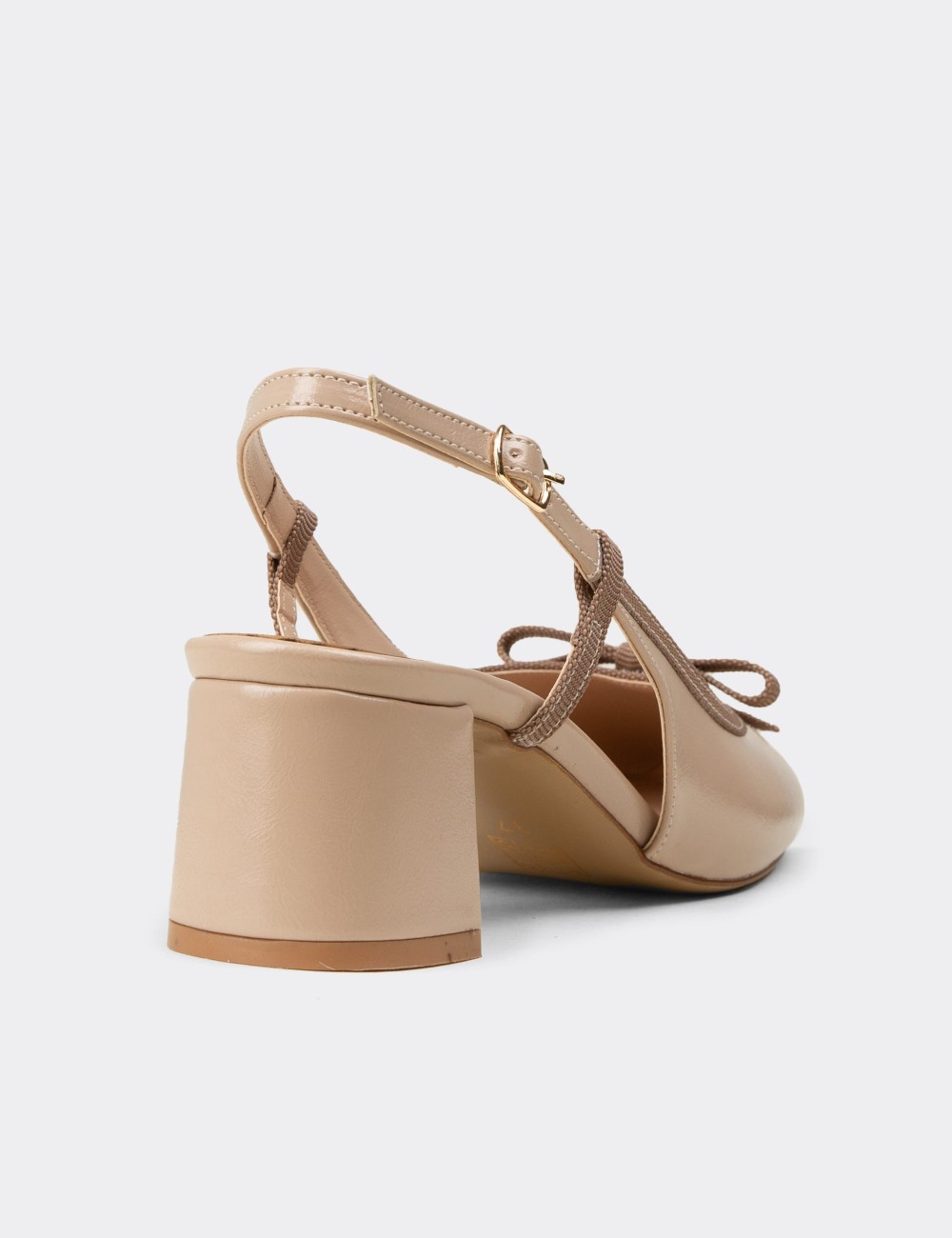 Women's Beige Block Heel Pump - RD160ZBEJM01